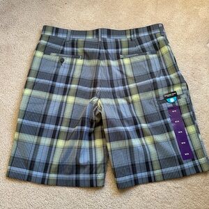 PGA Tour Green and Gray Flat Front Shorts Lightweight Casual Wear